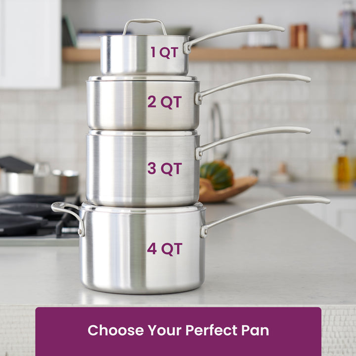 1-quart Covered Stainless Steel Saucepan