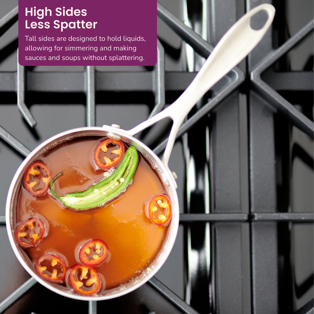1-quart Covered Stainless Steel Saucepan