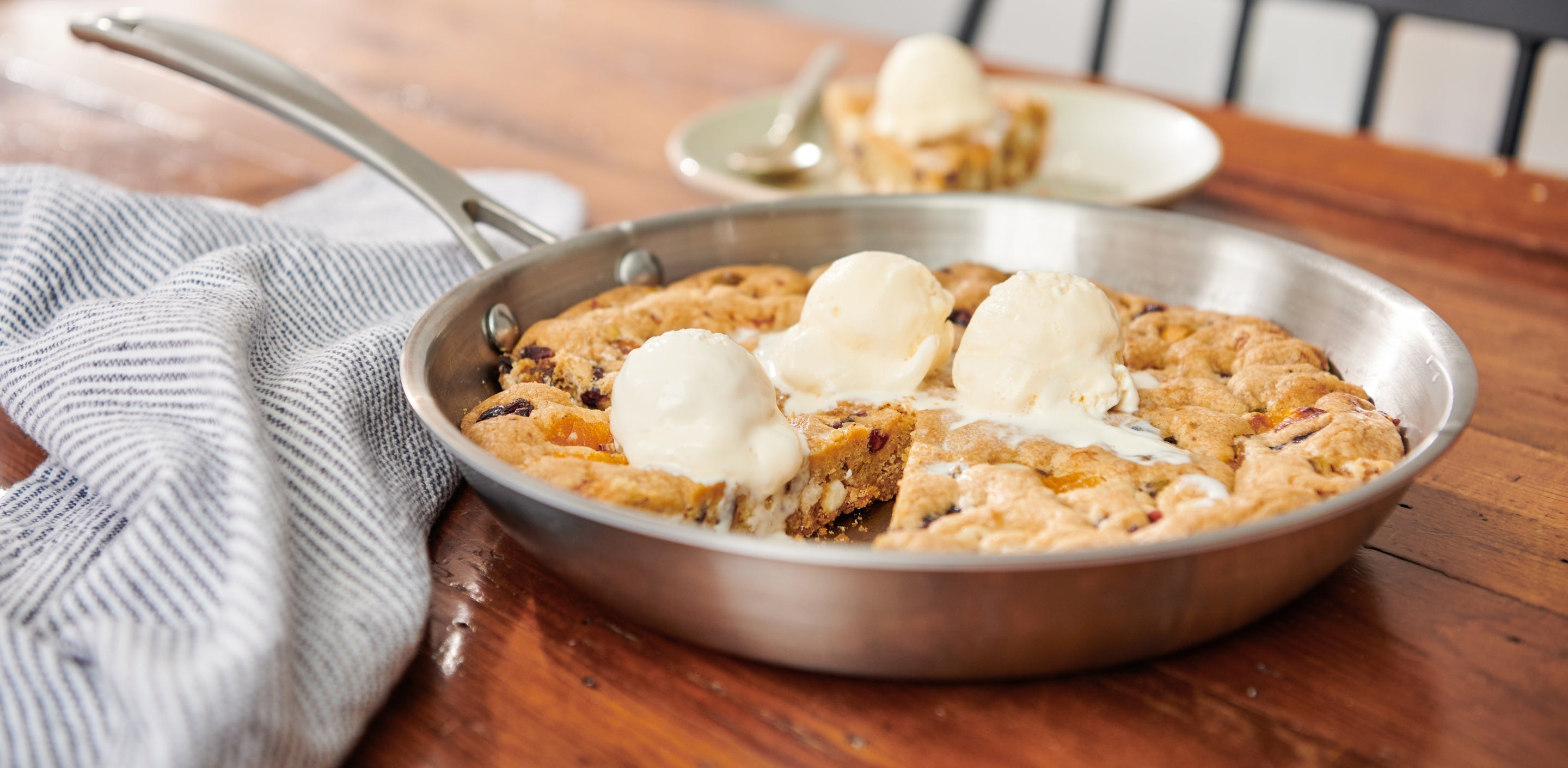 Jumbo Skillet Cookie with White Chocolate, Pistachios, Apricots and Cranberries