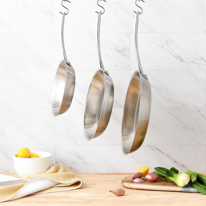 Stainless Steel Skillets hanging from hooks#option_8-inch