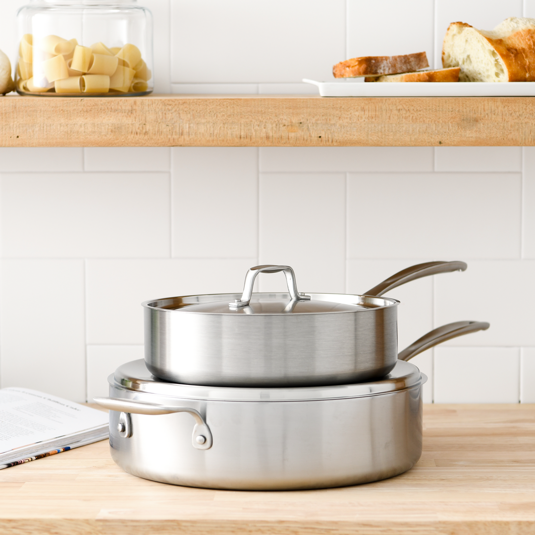 American Kitchen Cookware Tri-Ply Stainless Steel 12-inch Covered Sauté Pan